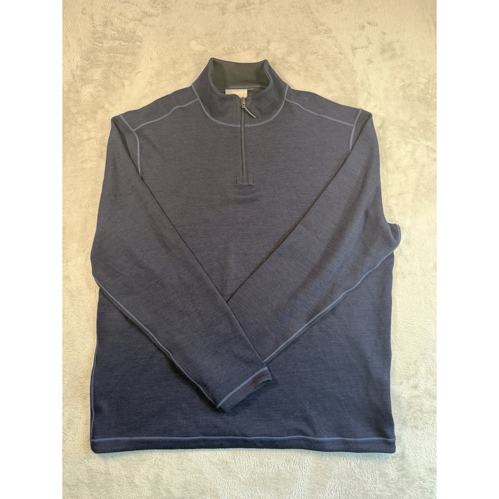 Age Of Wisdom Men's 1/4 Zip Reversible Pullover Dark Navy Blue